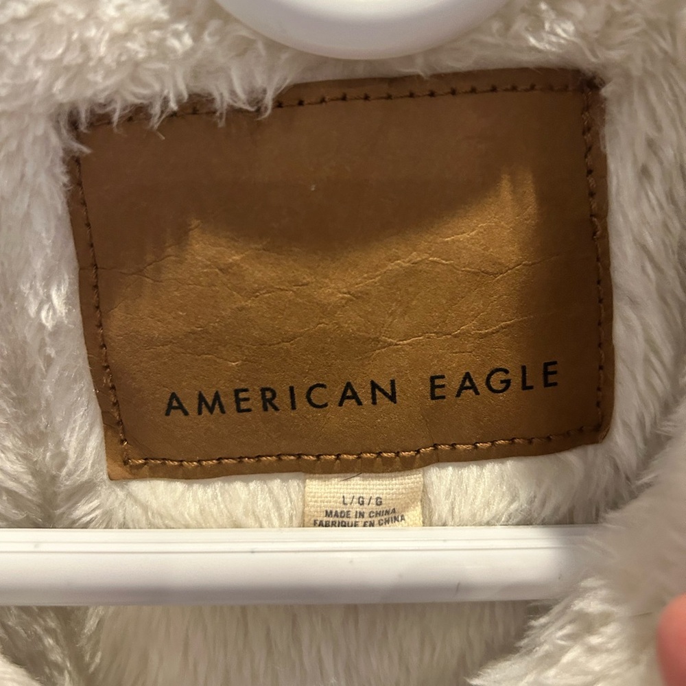 American Eagle Outfitters Faux Fur Lined Denim Jacket L - Picture 3 of 13